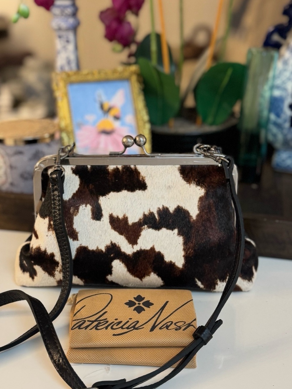 🤎🖤 NWT PATRICIA CAVALIINO NASH COWHIDE LEATHER HANDBAG! 🤎🖤